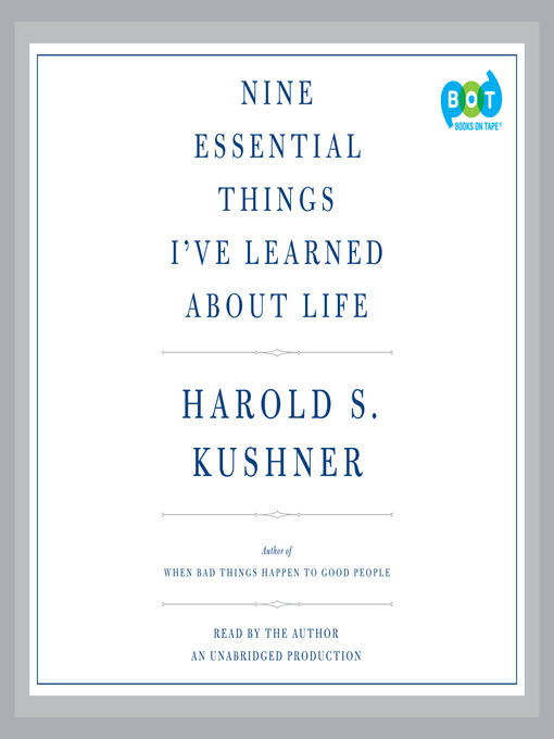Title details for Nine Essential Things I've Learned About Life by Harold S. Kushner - Wait list